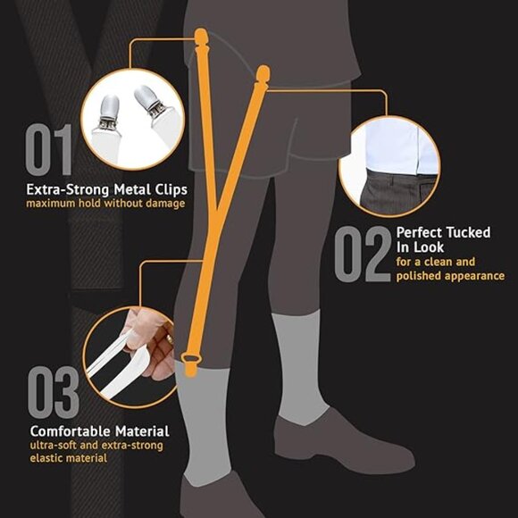 HOLD'EM Shirt Stay for Men Police Military Non Slip Clips - White Y-style - Picture 3 of 7